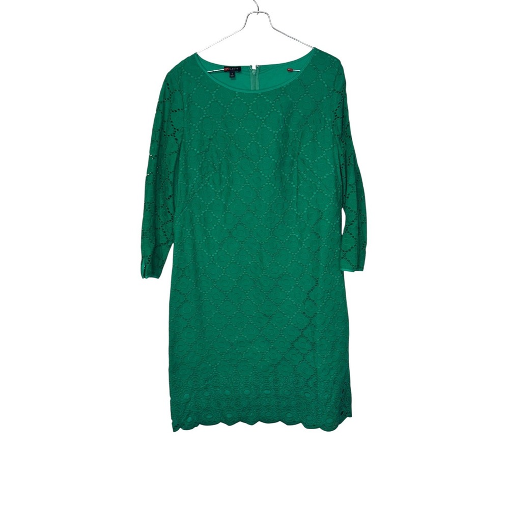 Talbots Women's Dress 3/4 Sleeve Lace Kelly Shift Scalloped Hem Green Size 8